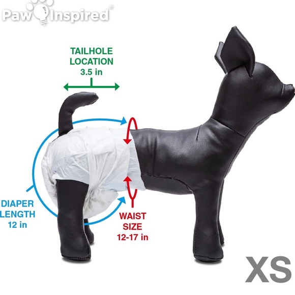Paw Inspired Disposable Female Dog Diapers, Size Extra Small. - Picture 3 of 5